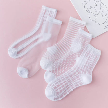 5 Pairs Lace Sexy Transparent Thin Socks