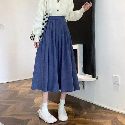 Vintage Pleated High Waist Korean College Long Goth Skirt