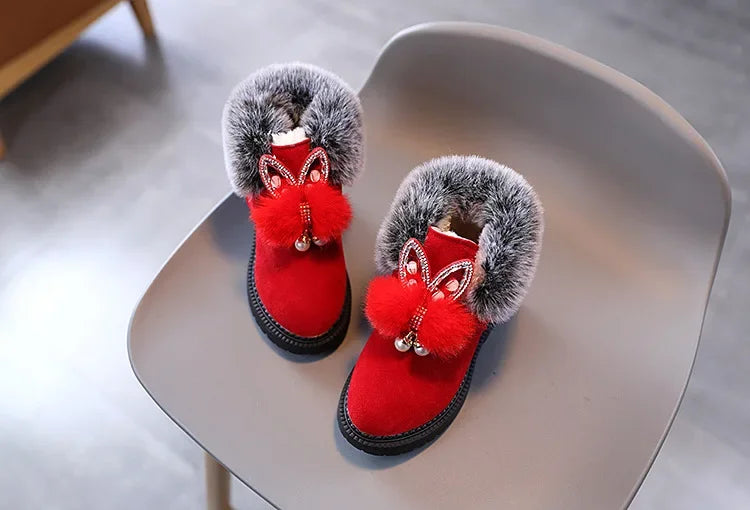 Winter Princess Snow Leather Soft Bottom Kids Boots