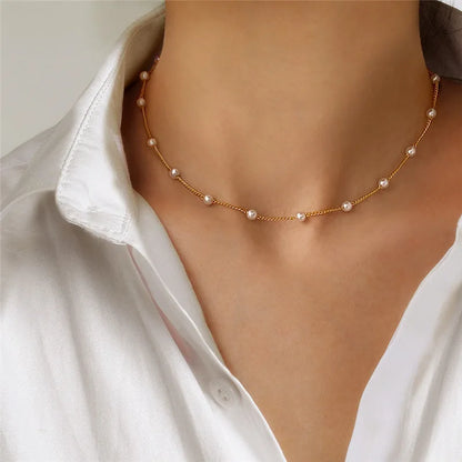 Metal Thick Chains Big Elliptical Pendant Necklace