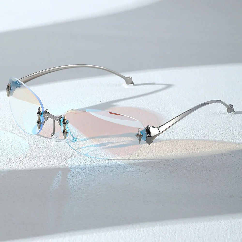 Frameless Alloy Pink Mirror Y2K Sexy Sunglasses