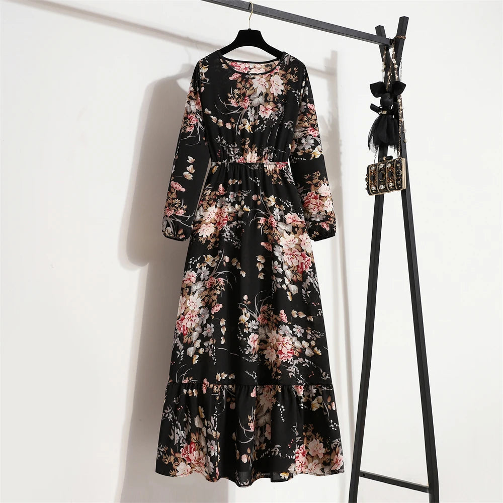 Maxi Casual Full Sleeve Floral Printed Dress