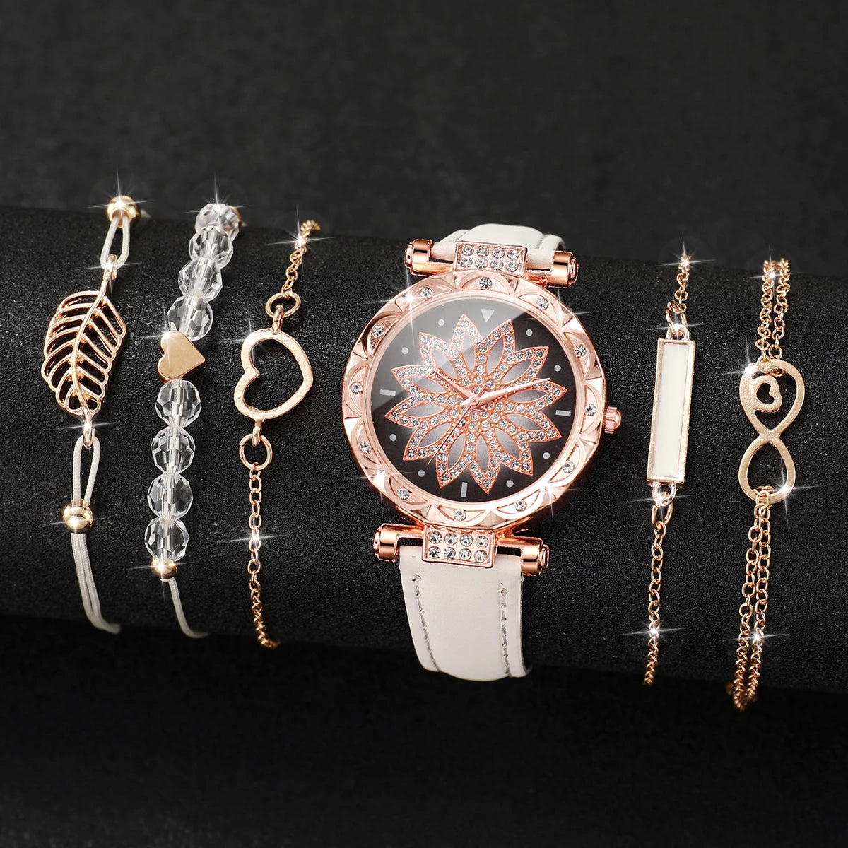 6PCS/Set Heart Dial Watch Set