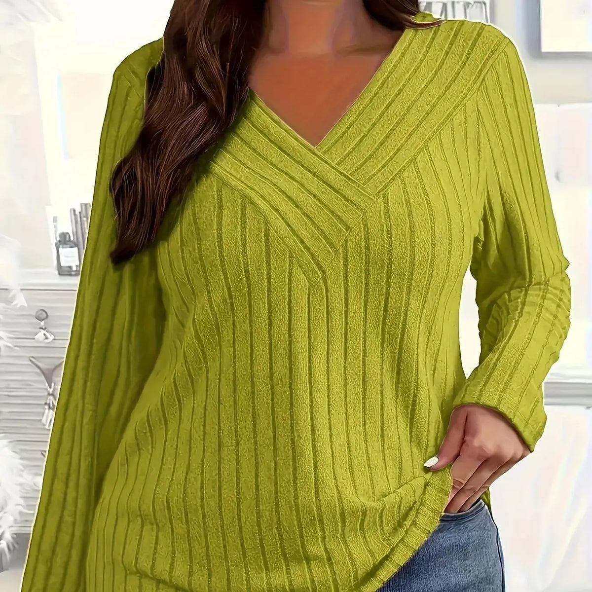 Plus Size Elegant Casual Loose T-Shirt Temperament Long sleeve T-Shirt