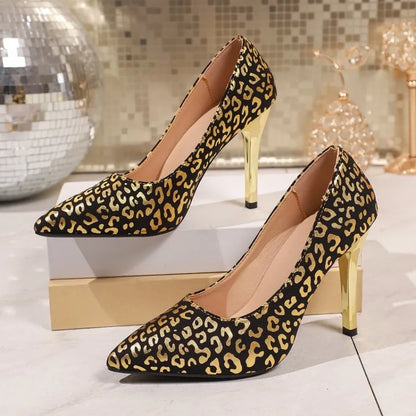Shallow High Heels Leopard Print Pumps Sexy Shoes