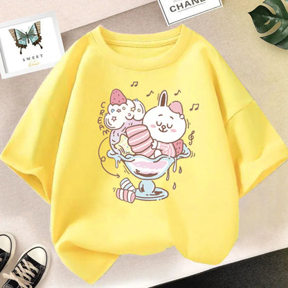 Cute Strawberry Milk Shake Cartoon T-shirt
