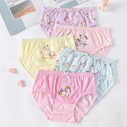 5/20 Pieces Girls Cotton Unicorn Cute Pets Cartoon Triangle Underwear