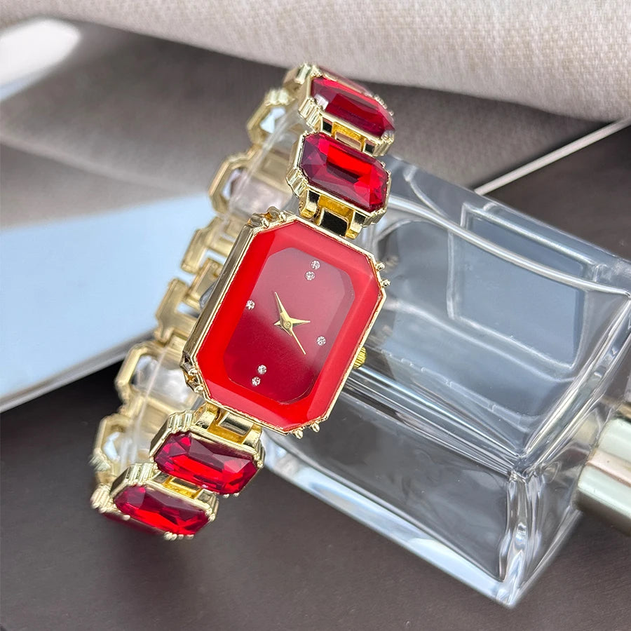 Rhinestone chain rectangular color case rhinesto watch