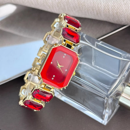 Rhinestone chain rectangular color case rhinesto watch