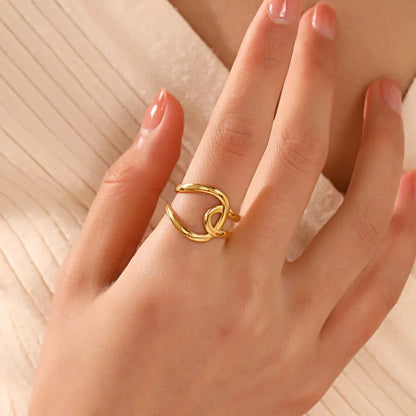 Gold Stainless Steel Heart Metal Hollow Waterproof Rings