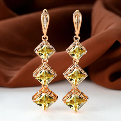 Rose Gold Birthstone Clip Blue Zircon Stone Earrings