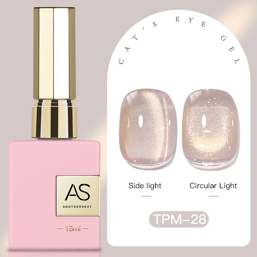 15ml Peachy Whimsy Pink Cat Eye Gel Nail Polish Glitter