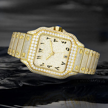 Luxury Gold Hip Hop Iced Out Automatic Diamond Watch