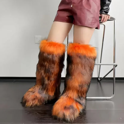 Thigh High Fluffy Furry Faux Fox Boots