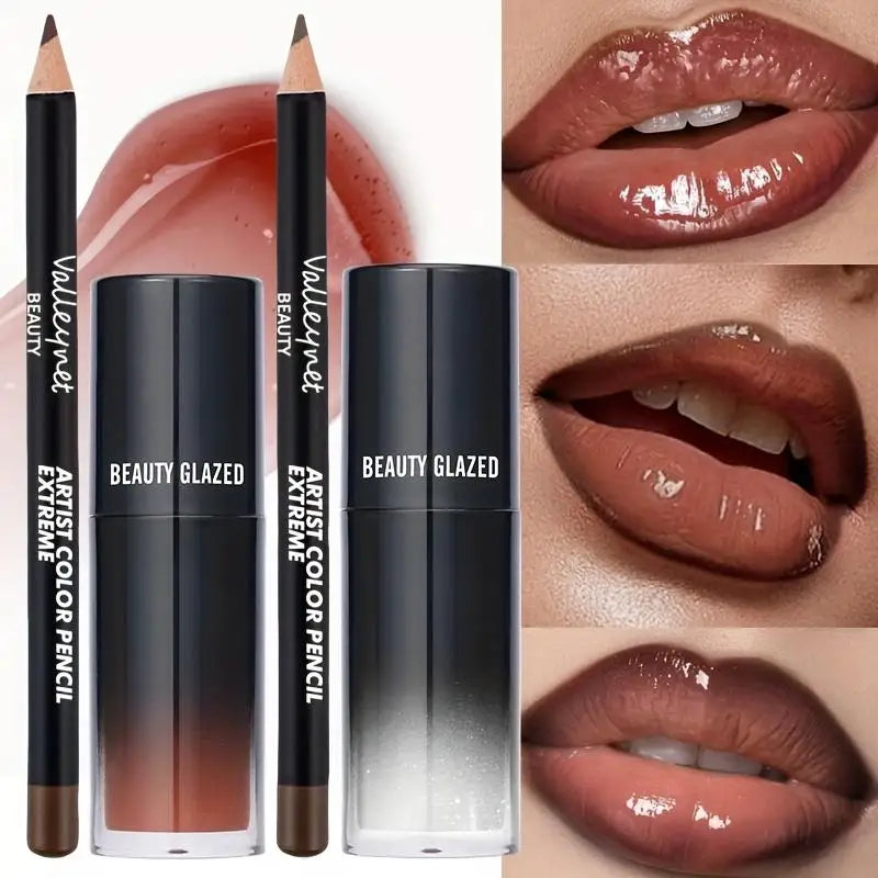 2-piece Lip Gloss and Lip Liner Nourishing and Moisturizing Set