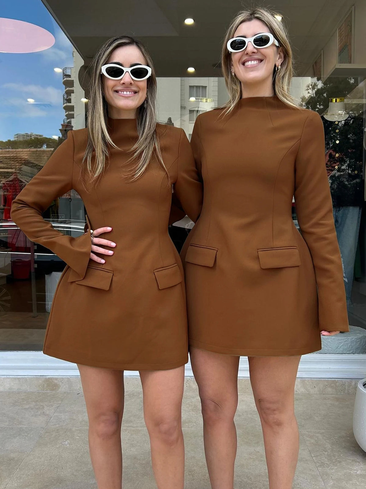 Dulzura Long Sleeves Zipper Bodycon Mini Dress