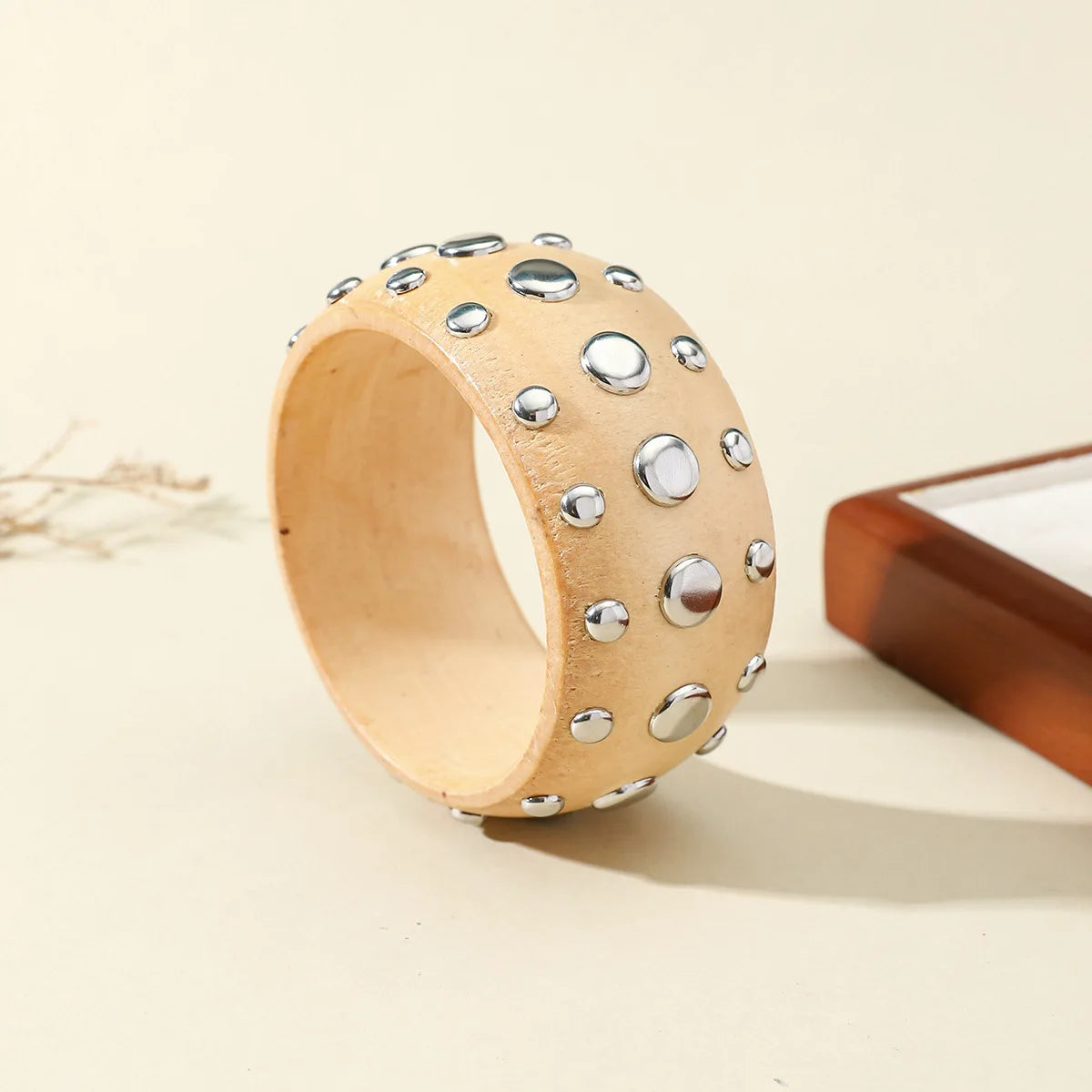 Exaggeration 8 Colors Round Geometric Wood Wide Bangles Bracelets