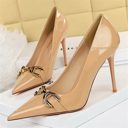Luxury High Heels Metal Buckle Prom Shoes