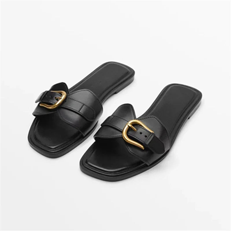 Flats Buckle Slides Gladiator Sandals