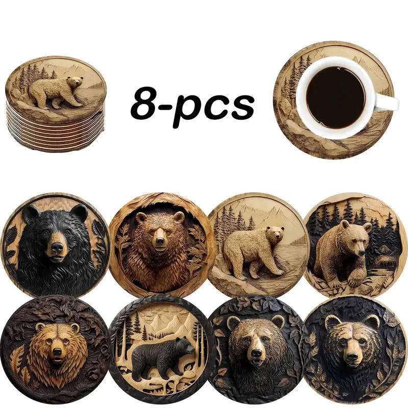 8PCS 10cm Wooden Coaster Teapot Mat