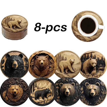 8PCS 10cm Wooden Coaster Teapot Mat