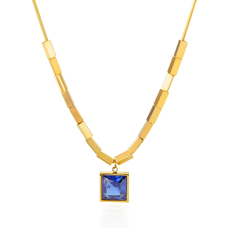 Devil's Eye Pendant Stainless Steel 18K Gold Plated Zirconia Necklace