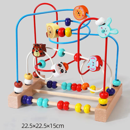 Montessori Wooden Roller Coaster Bead Maze Abacus Math Toys
