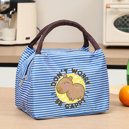 Capybara Portable Cute Anime Printed Figures Stripe Freezer Lunch Bags