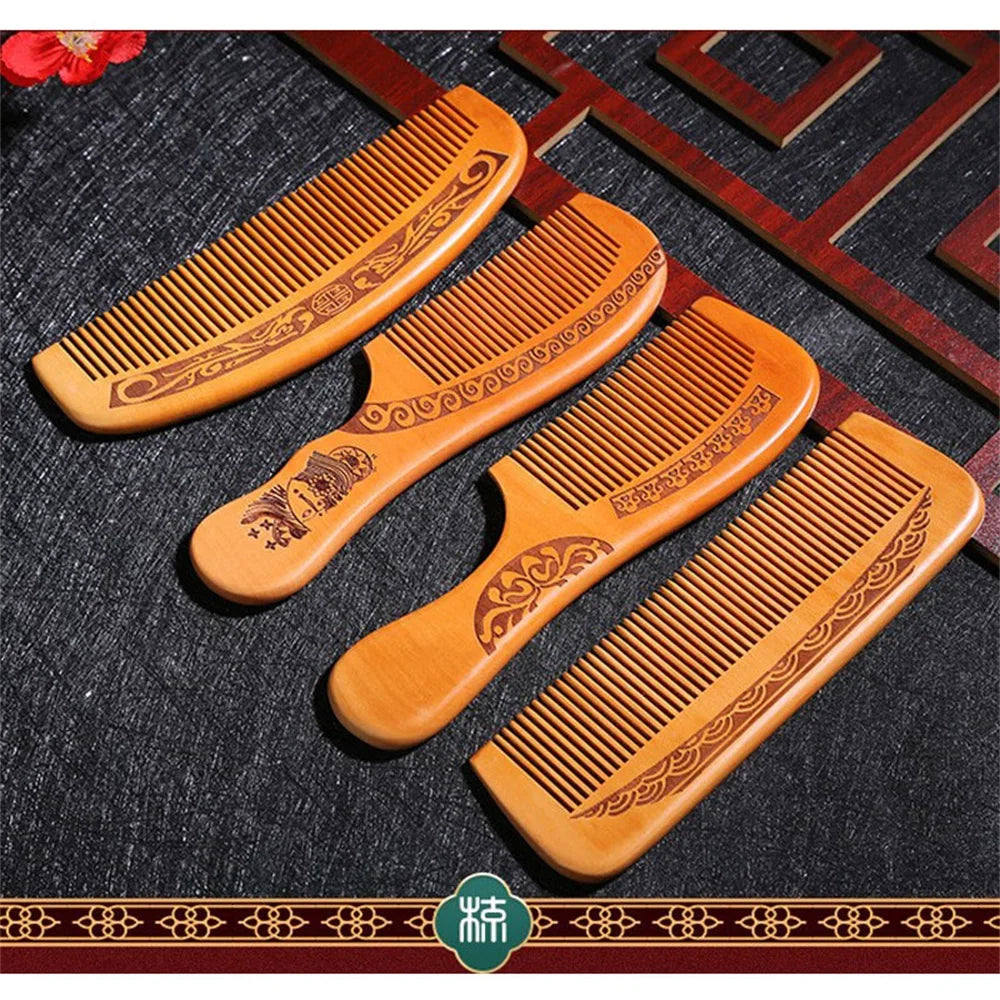 Anti Static Handmade Natural Peach Wood Hair Brush Set
