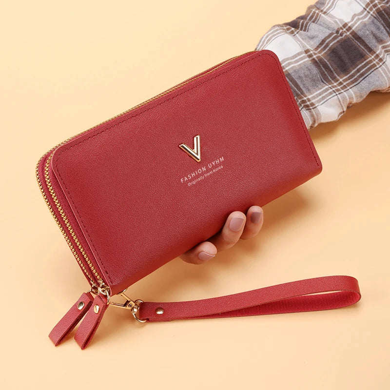 Double zipper clutch wallet