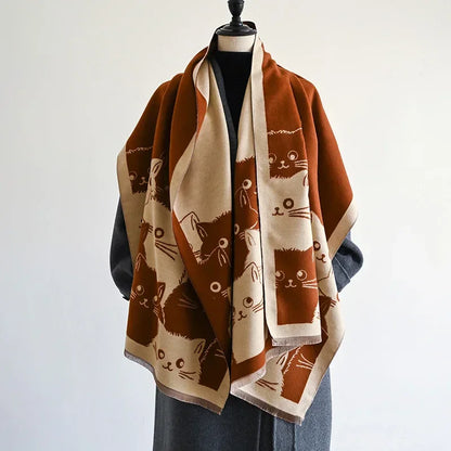 Cute Cat Cashmere Scarf