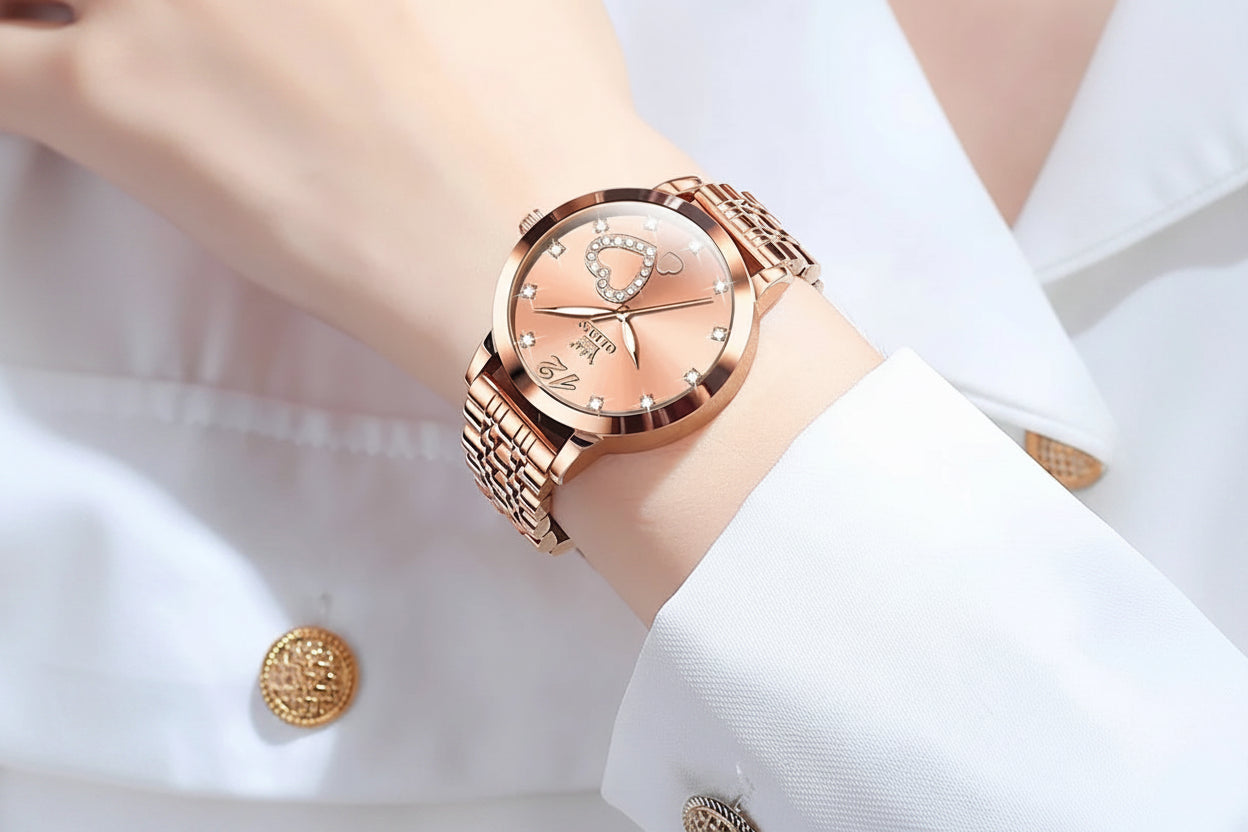 Quartz Stainless steel "Love" Dial Elegant Waterproof Luminous Quartz Watch