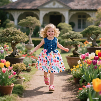 2-10Years Girls Sleeveless Butterfly Flower Dress