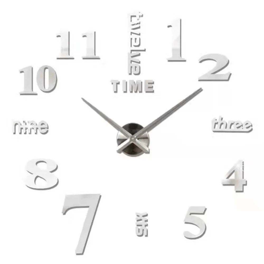 Large Wall 3D DIY Quartz Acrylic Mirror Stickers Clocks