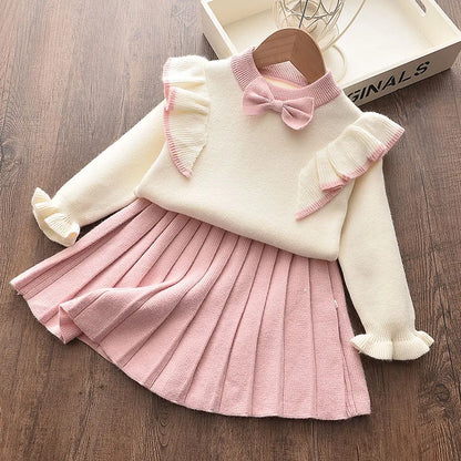 Knitting Kids Suit Winter Long Sleeves Princess Dress