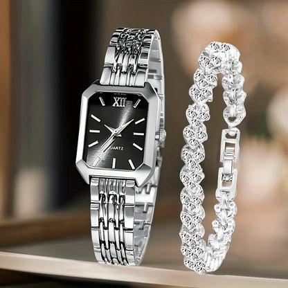 Simple and versatile square quartz watch