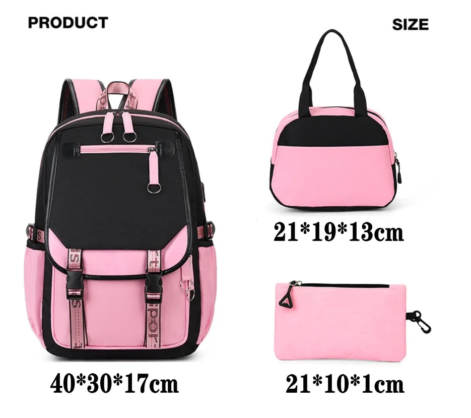 Mochilas Set KPop Demon Hunters Capacity Student School Bag