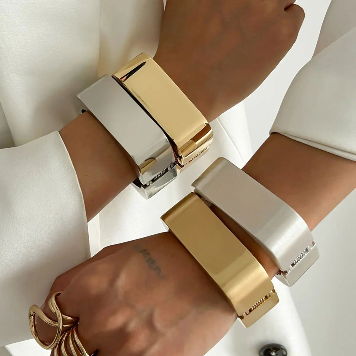 Punk Square Wide Cuff Bangles Hip Hop Vintage Geometric Bracelet