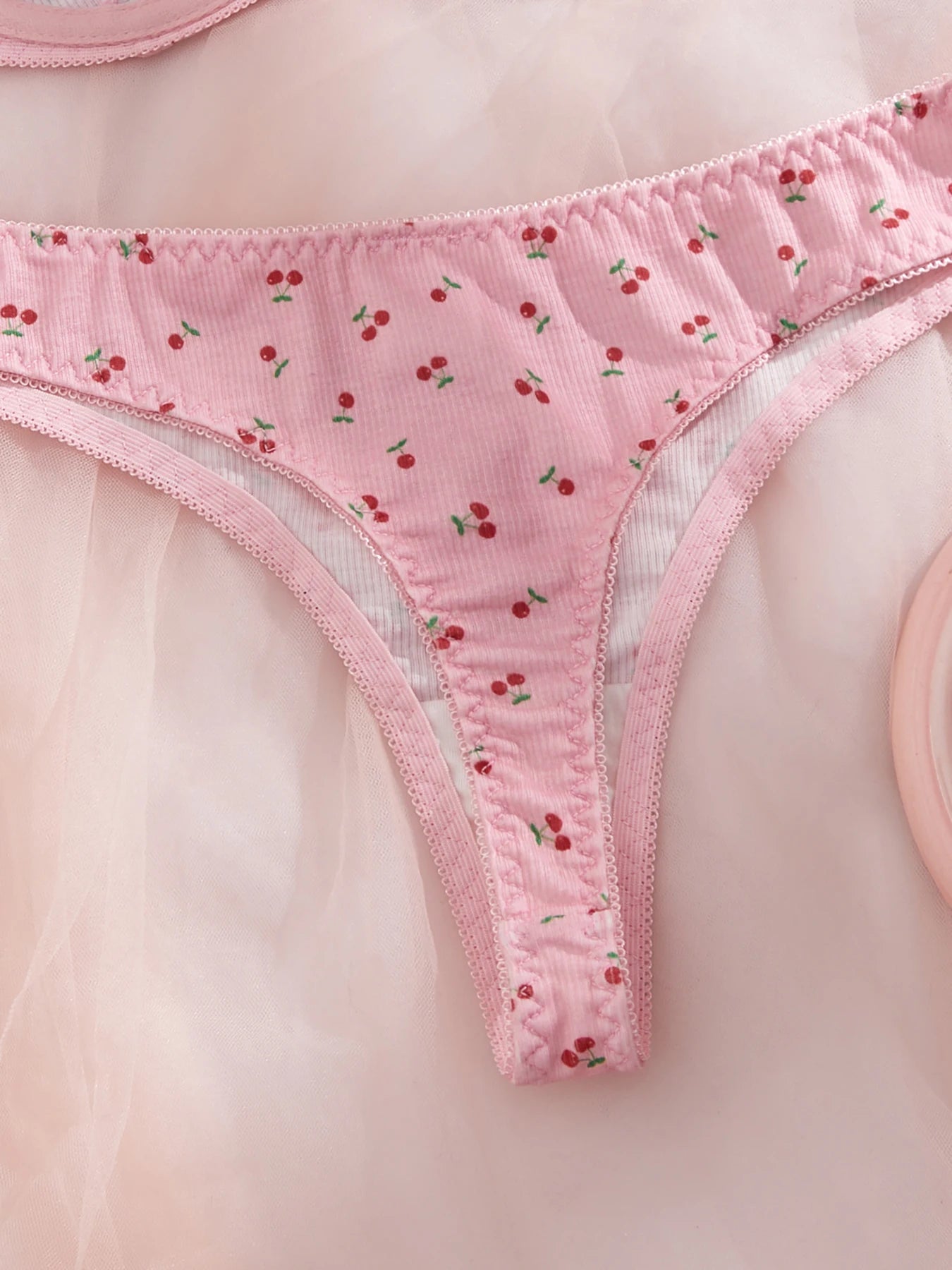 2-Piece Set Cherry Print Comfortable Lingerie