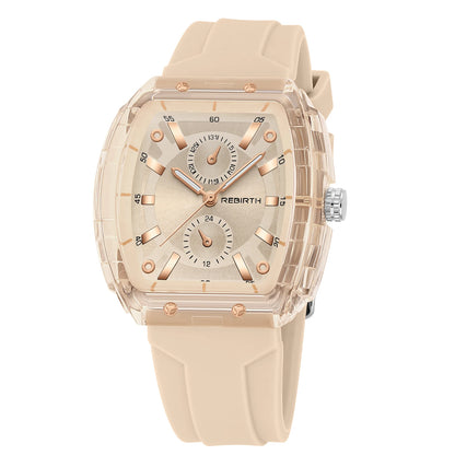 Affordable Macaron-Colored Barrel-Shaped with Silicone Strap Watch