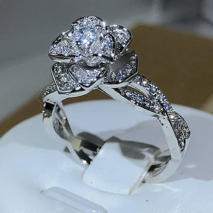 DANA 925 Silver Rose White Zircon Ring