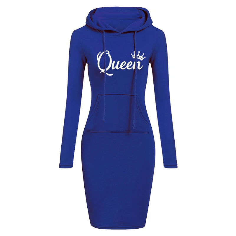 Elegant Bodycon Pullovers Pocket Hooded Casual Long Sleeve Mini Dress