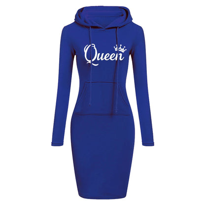 Elegant Bodycon Pullovers Pocket Hooded Casual Long Sleeve Mini Dress