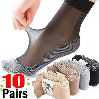 1/5/10pairs Lace Ultrathin Silk Socks