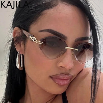 Small Frame Hexagon Rimless Sunglasses
