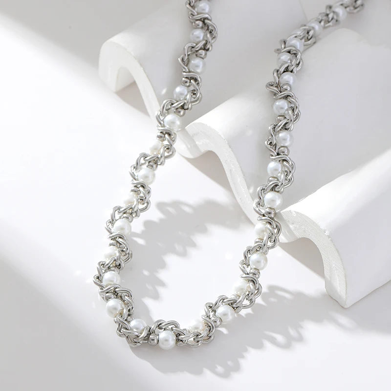 316L Stainless Steel Pearls Chain Necklace