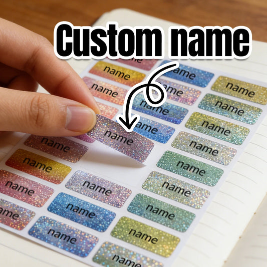 30-240Pcs Custom Color Shiny Name Tag Stickers