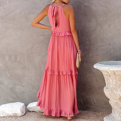 Ruffles Long Elegant Sleeveless Sundress Maxi Dress