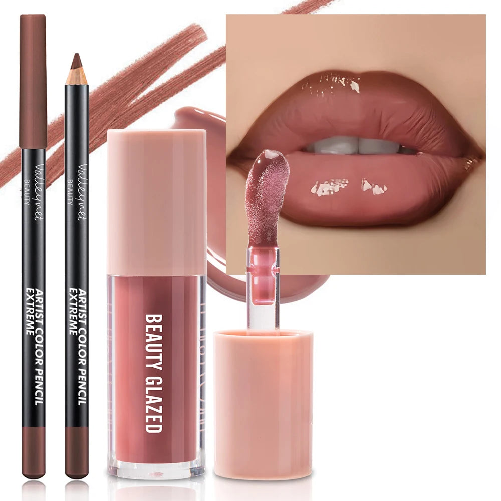 2pcs/Set Velvet Texture Lip Makeup Matte Effect Lip Makeup
