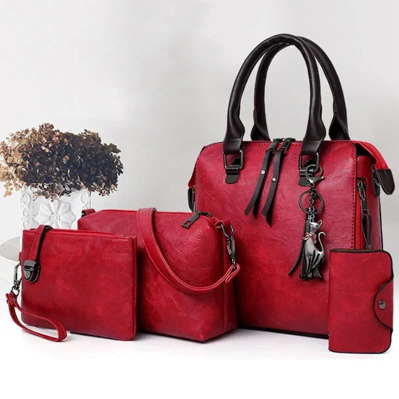 Luxury Leather Shoulder Bag 4pcs/set